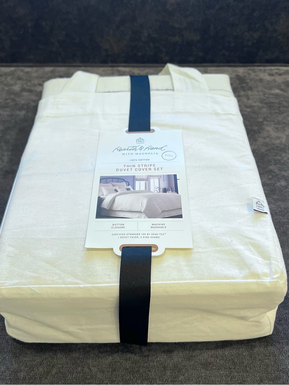NWT Hearth & Hand Thin Stripe Duvet Cover with 2 Shams- King - Picture 5 of 7